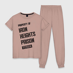Пижама хлопковая женская Iron Heights Prison, цвет: пыльно-розовый