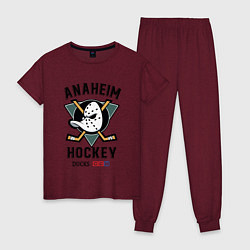 Пижама хлопковая женская ANAHEIM DUCKS, цвет: меланж-бордовый
