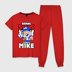 Пижама хлопковая женская B S COACH MIKE, цвет: красный