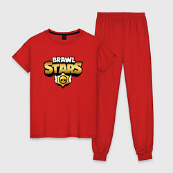Пижама хлопковая женская BRAWL STARS GOLD, цвет: красный