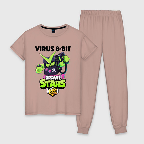 Женская пижама BRAWL STARS VIRUS 8-BIT / Пыльно-розовый – фото 1