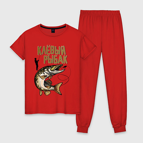 Женская пижама Клёвый Рыбак / Красный – фото 1