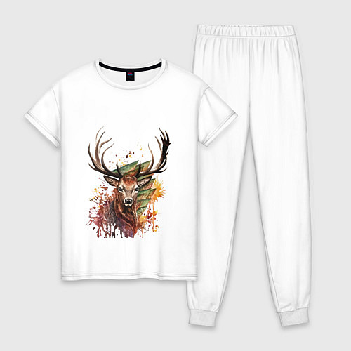 Женская пижама Красочный олень / Белый – фото 1