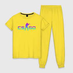 Пижама хлопковая женская CS GO NEON, цвет: желтый