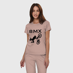 Пижама хлопковая женская Велоспорт BMX Z, цвет: пыльно-розовый — фото 2