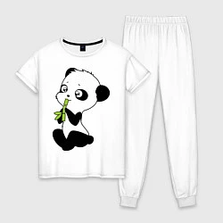 Пижама хлопковая женская Пандочка и бамбук, цвет: белый