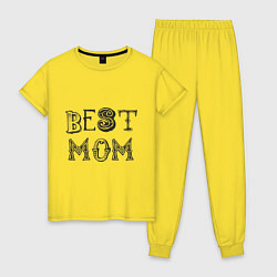 Пижама хлопковая женская Лучшая мама - best mom, цвет: желтый