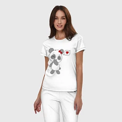 Пижама хлопковая женская Панда девочка, цвет: белый — фото 2