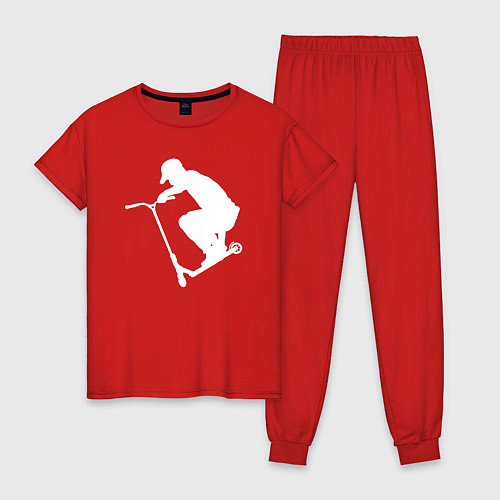 Женская пижама Самокат трюк фристайл экстрим / Красный – фото 1
