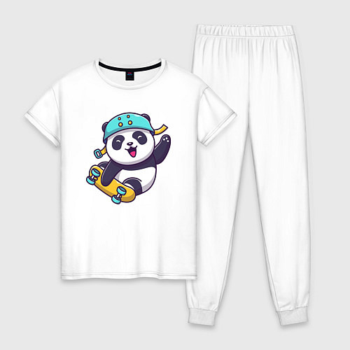 Женская пижама Панда скейтер / Белый – фото 1