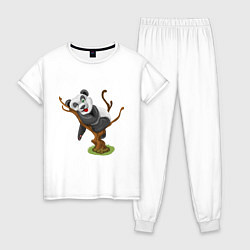 Пижама хлопковая женская Смешная панда, цвет: белый