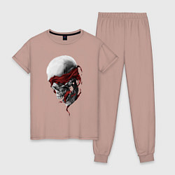 Пижама хлопковая женская Череп Skull, цвет: пыльно-розовый