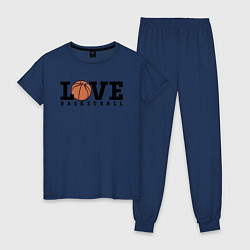 Пижама хлопковая женская Love Basketball, цвет: тёмно-синий