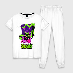 Пижама хлопковая женская 8 bit green brawl stars 8 бит, цвет: белый