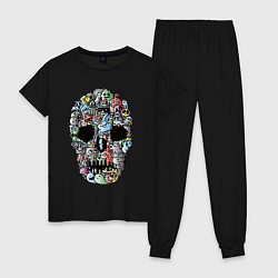 Пижама хлопковая женская Tosh Cool skull, цвет: черный