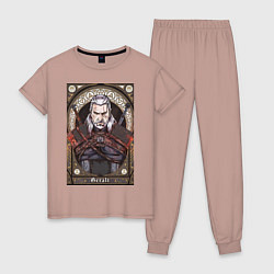 Пижама хлопковая женская The Witcher, Geralt, Ведьмак,, цвет: пыльно-розовый