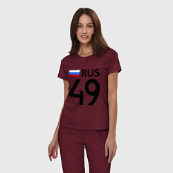 Пижама хлопковая женская RUS 49, цвет: меланж-бордовый — фото 2