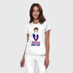 Пижама хлопковая женская Tenth Doctor, цвет: белый — фото 2