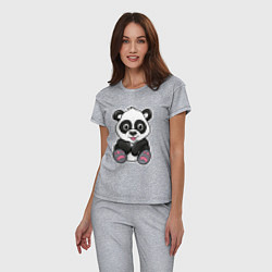 Пижама хлопковая женская Панда, цвет: меланж — фото 2