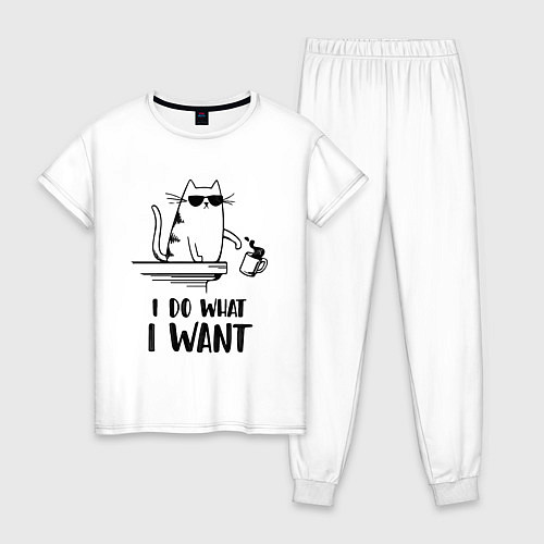Женская пижама I do what i want / Белый – фото 1