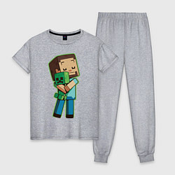 Пижама хлопковая женская Minecraft, цвет: меланж