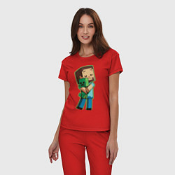 Пижама хлопковая женская Minecraft, цвет: красный — фото 2