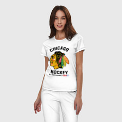 Пижама хлопковая женская CHICAGO BLACKHAWKS NHL, цвет: белый — фото 2