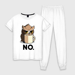 Пижама хлопковая женская Сова с кофе, цвет: белый