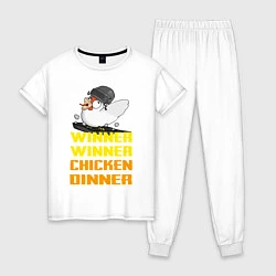 Пижама хлопковая женская PUBG Winner Chicken Dinner, цвет: белый