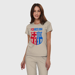 Пижама хлопковая женская Barcelona FC, цвет: миндальный — фото 2