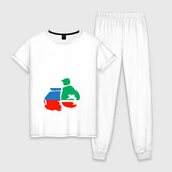 Пижама хлопковая женская Akhmat Fight Club, цвет: белый