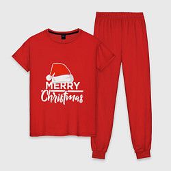 Пижама хлопковая женская Merry Christmas, цвет: красный