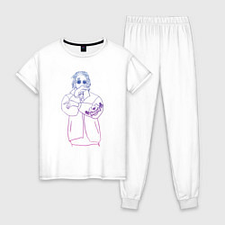 Пижама хлопковая женская Haunted Family Neon Kizaru, цвет: белый