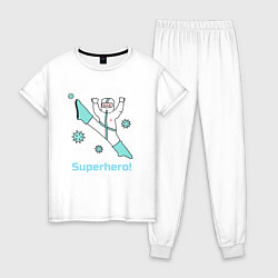 Пижама хлопковая женская Супергерой, цвет: белый