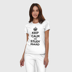 Пижама хлопковая женская Keep Calm & Study Hard, цвет: белый — фото 2