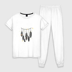 Пижама хлопковая женская Dream hunters, цвет: белый