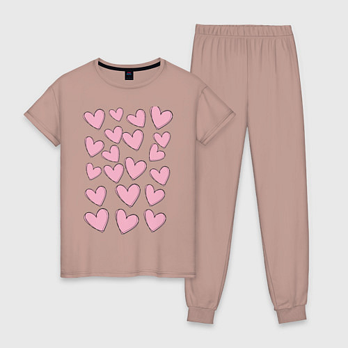 Женская пижама Маленькие сердца / Пыльно-розовый – фото 1