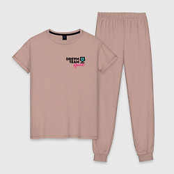 Пижама хлопковая женская Dream Team logo, цвет: пыльно-розовый