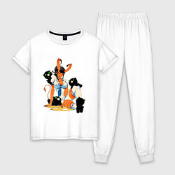 Пижама хлопковая женская Взрослые развлечения, цвет: белый