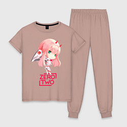 Пижама хлопковая женская Zero-chan, цвет: пыльно-розовый
