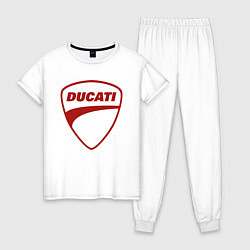 Пижама хлопковая женская Ducati Logo Дукати Лого Z, цвет: белый