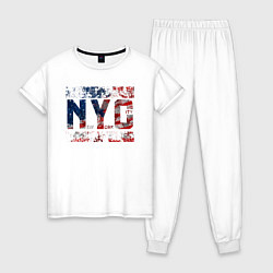 Пижама хлопковая женская Нью-Йорк Сити, цвет: белый