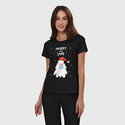 Пижама хлопковая женская Санта в маске, цвет: черный — фото 2