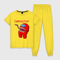 Пижама хлопковая женская AMONG US - IMPOSTOR, цвет: желтый