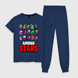 Пижама хлопковая женская AMONG US X BRAWL STARS, цвет: тёмно-синий