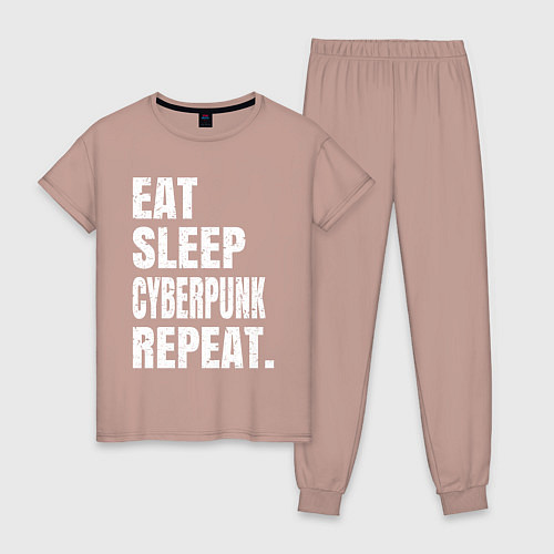 Женская пижама EAT SLEEP CYBERPUNK REPEAT / Пыльно-розовый – фото 1