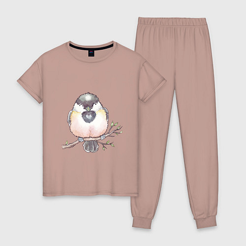 Женская пижама Милый пухлый птенчик / Пыльно-розовый – фото 1