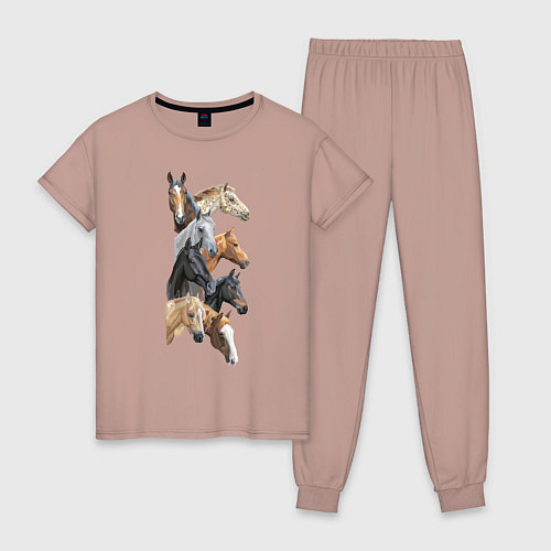 Женская пижама Лошади / Пыльно-розовый – фото 1