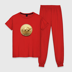 Пижама хлопковая женская BITCOIN, цвет: красный