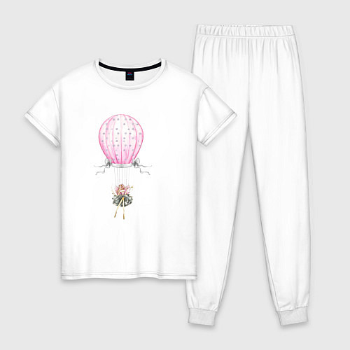 Женская пижама Девочка на воздушном шаре / Белый – фото 1